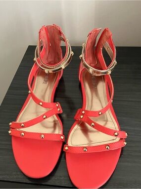Kohl's Orange Red Studded Ankle-Strap Women's Sandals